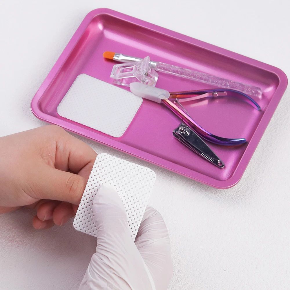 Stainless Steel Nail Art Organizer Tray – Multifunctional Desktop Nail Tools Storage & Display Dish