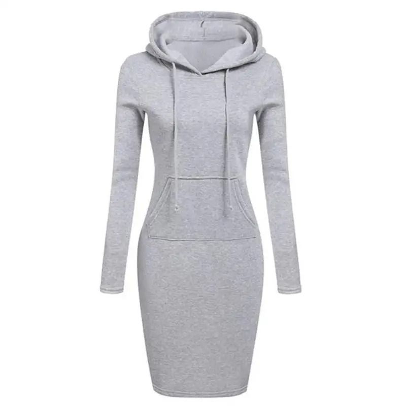 Womens Hooded Dress with Long Sleeves and Cozy Autumn Styling