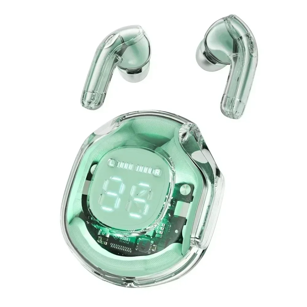 Transparent Bluetooth Earbuds with LED Display Wireless In Ear Earphones