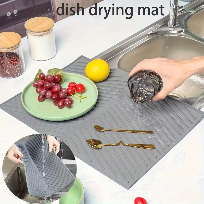 Premium Silicone Dish Drying Mat – Non-Slip Countertop Sink Draining Pad