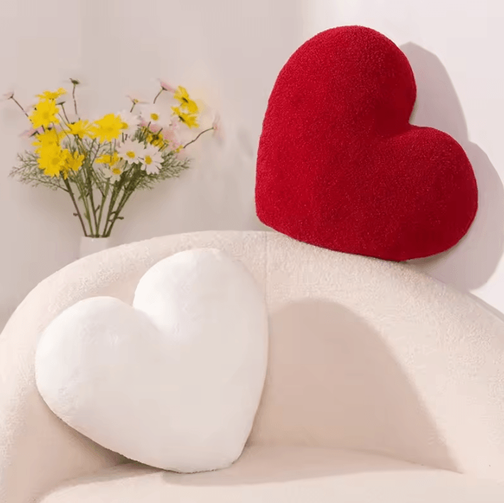LovePulse Plush Heart Shape Throw Pillow – Red Romantic Cushion for Sofa, Bed & Home Decor