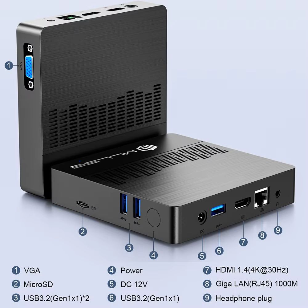 Mini PC Intel Gemini Lake Windows 11 6GB RAM 128GB SSD Dual Band WiFi Bluetooth