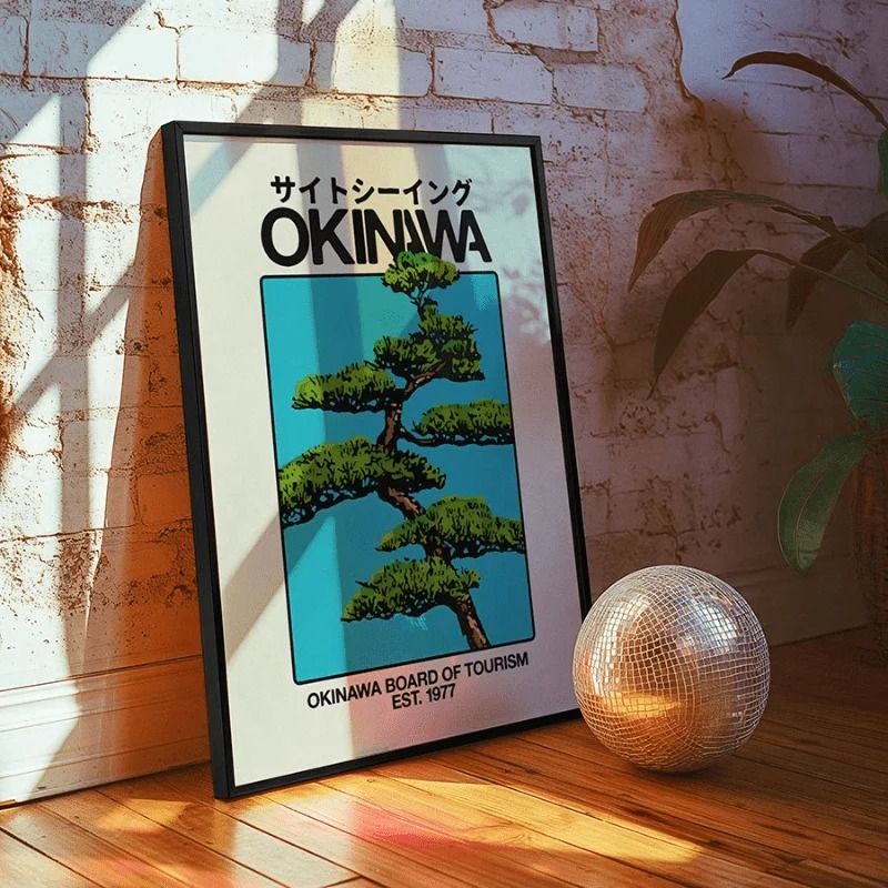 Okinawa Canvas Print Japanese Travel Wall Art Retro Skyline Poster Home Decor