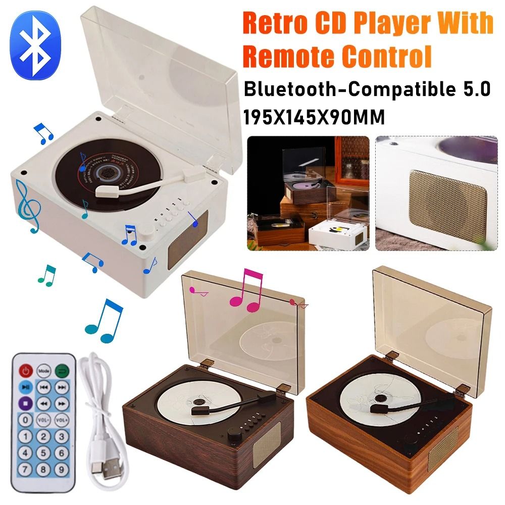 Vintage Retro CD Player Bluetooth Speaker with Remote Control