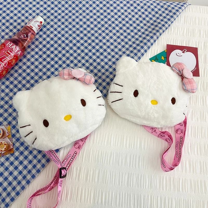 Hello Kitty Plush Crossbody Bag Kawaii Bow Shoulder Purse