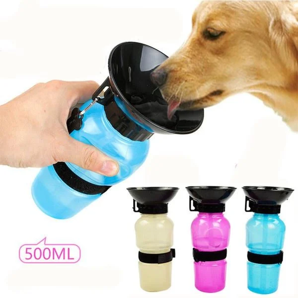 Portable Pet Dog Water Bottle, Travel Water Cup for Large Dogs, Feeder Bowl for Dogs and Cats