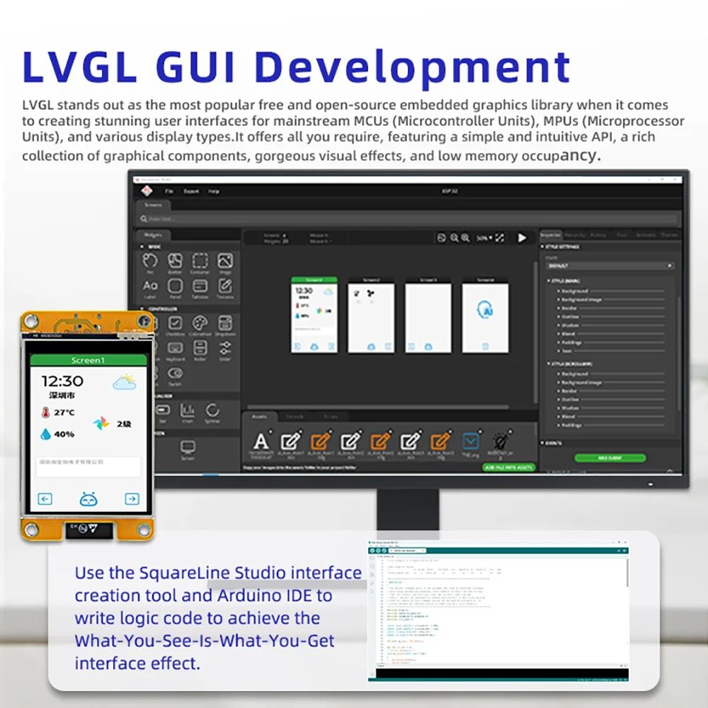 ESP32 Arduino LVGL WiFi Bluetooth Development Board with 240x320 TFT Touch Display