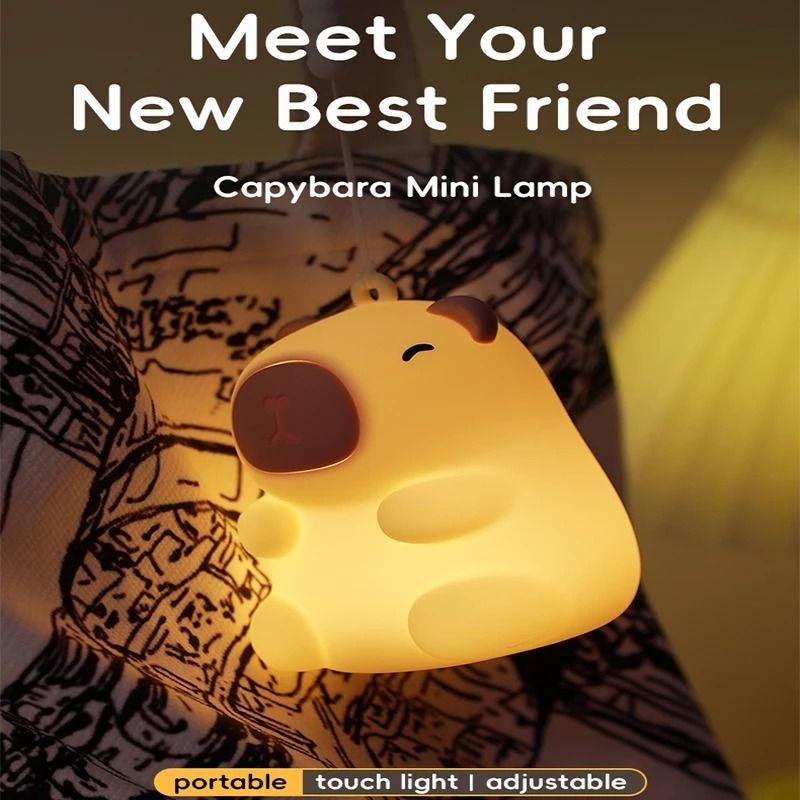 Capybara Cute Night Light and Squishy Silicone Lamp