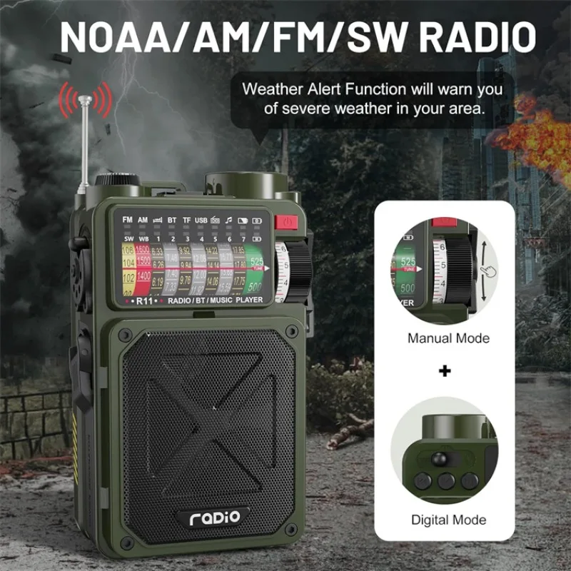 Hand Crank Emergency Radio with Solar Charging, Bluetooth Speaker & Power Bank