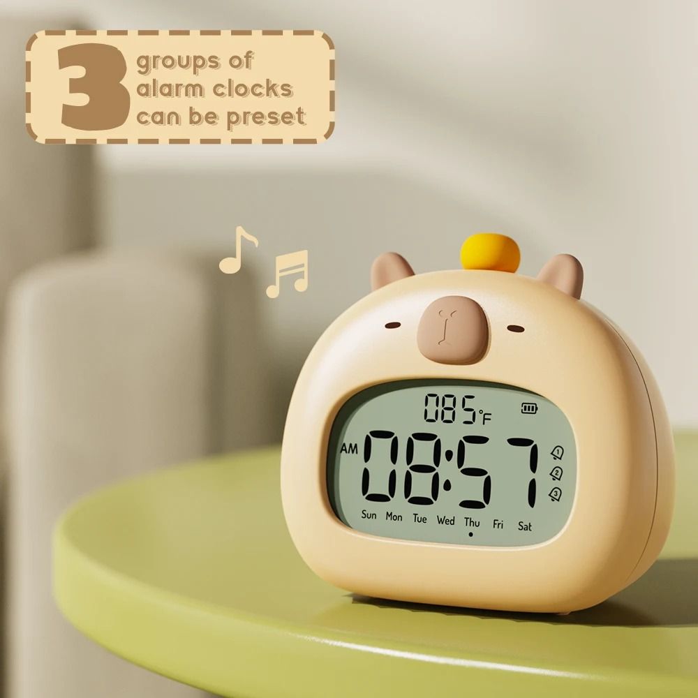 Cute Capybara Bedside LED Kids Alarm Clock
