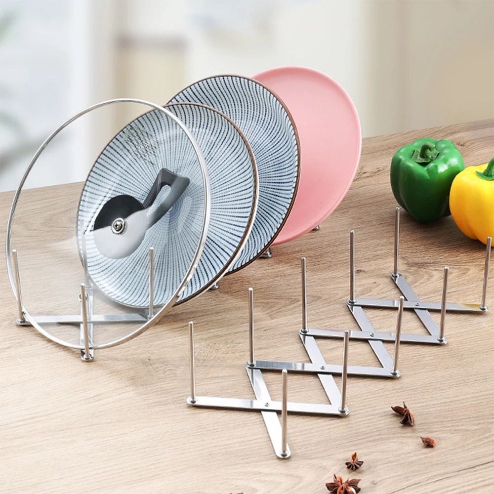 Expandable Pot Lid Organizer Stainless Steel Pan Lid Rack Kitchen Storage Holder