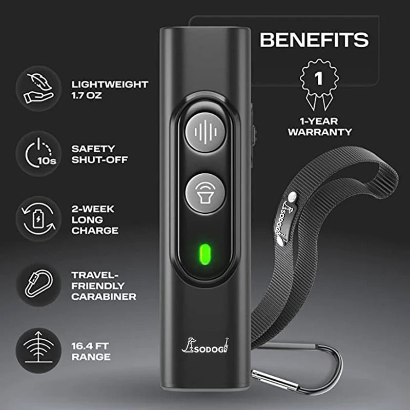 Ultrasonic Dog Repeller And Anti Bark Training Device With USB Rechargeable Power