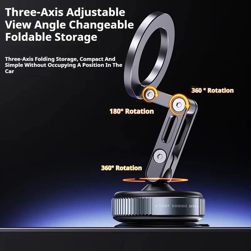 X53 Magnetic Folding Phone Mount – 360° Rotating Vacuum Suction Mag Stand – Universal Navigation & Streaming Hub