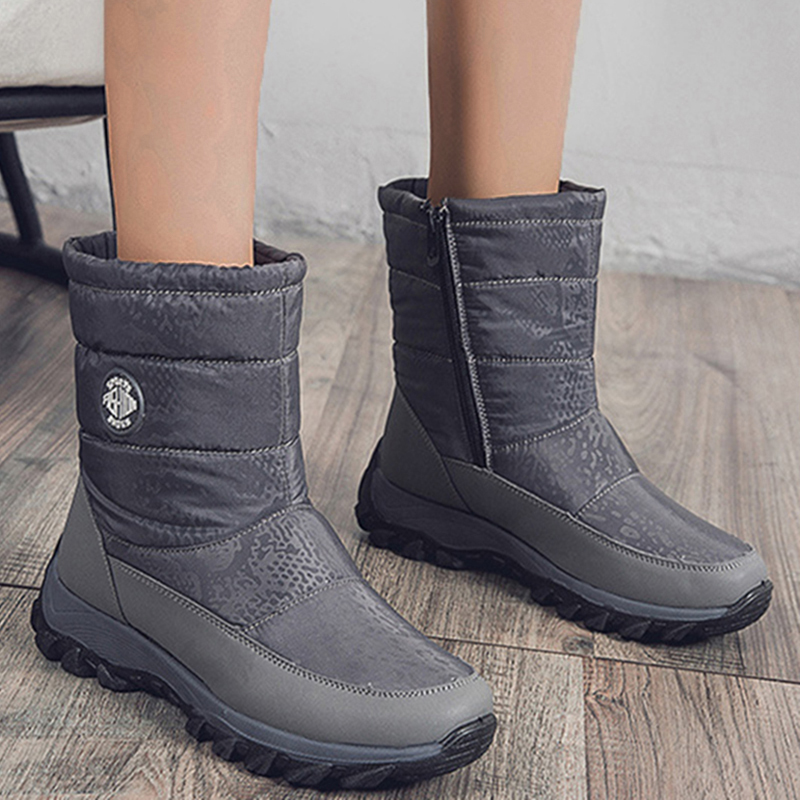Comfortable Casual Winter Shoes, Women Boots Snow Plus Size Warm Ladies Zipper Boots for Cold Weather