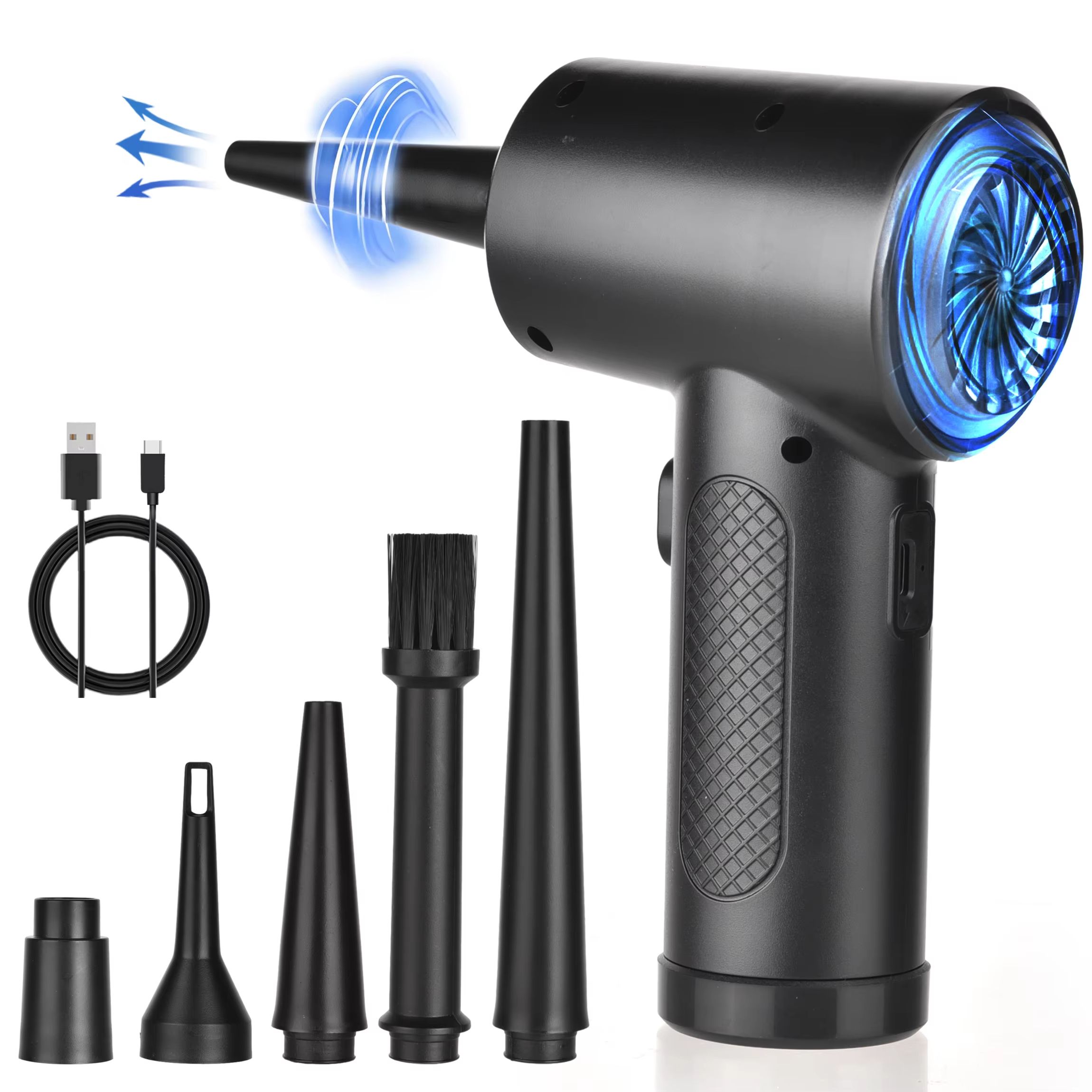 Portable Air Duster for Computer Cleaning – 51000RPM Cordless Compressed Air Blower with LED Light