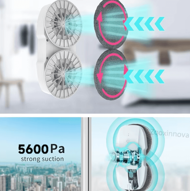 Smart Robot Window Cleaner – Automatic Vacuum Glass Cleaning Robot with AI Navigation & Safety Rope