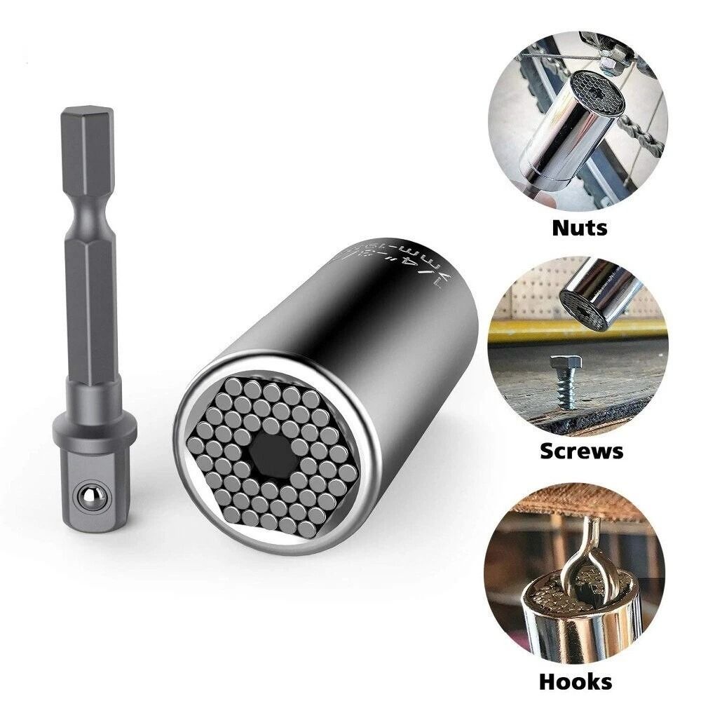 Universal Socket Wrench with Power Drill Adapter Grip Socket Set