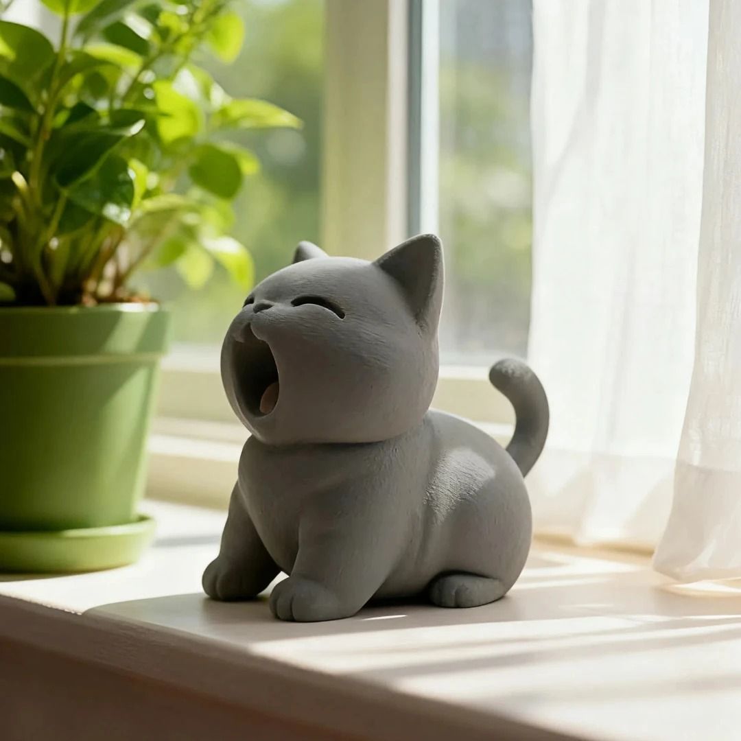 3D Printed Creative Cat Ornament for Home and Desk Decor