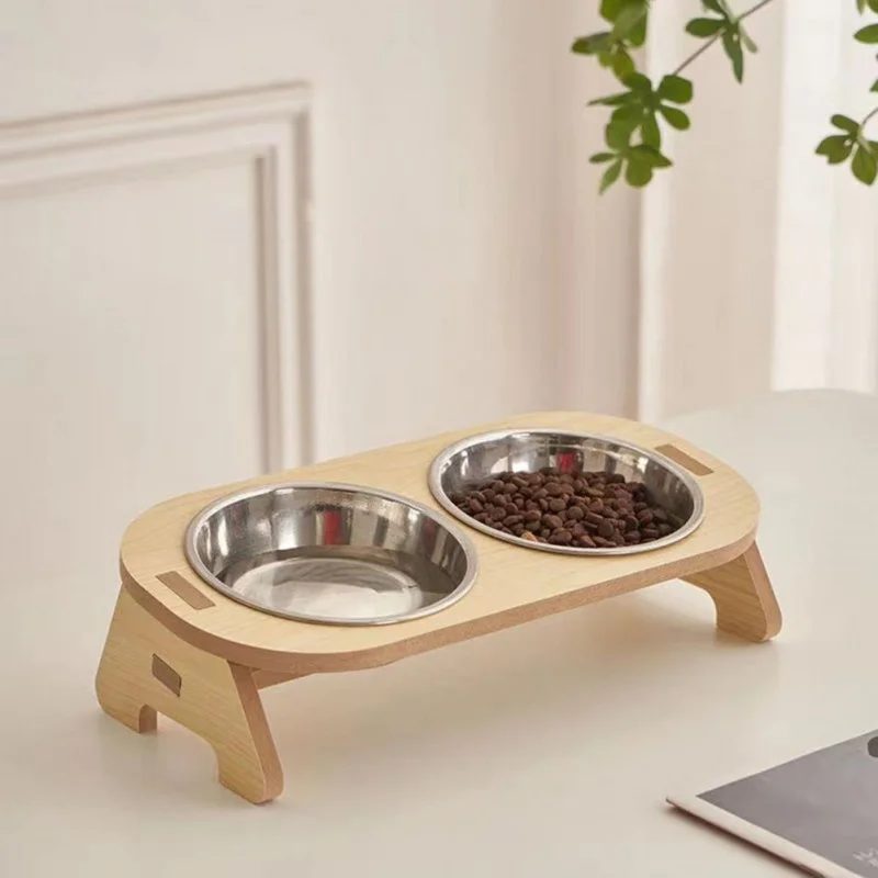 Double Cat Bowl Raised Stand Anti Knock Non Spill Pet Feeder for Cats and Small Dogs