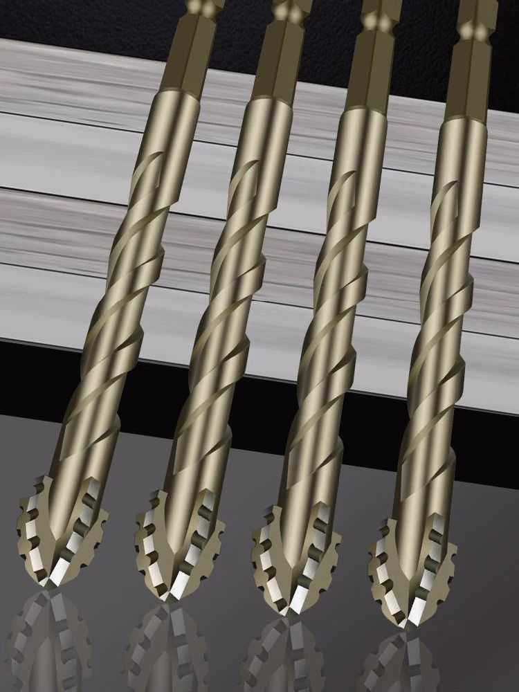 Four Edge Serrated Eccentric Drill Bit Set for Tile Glass and Concrete