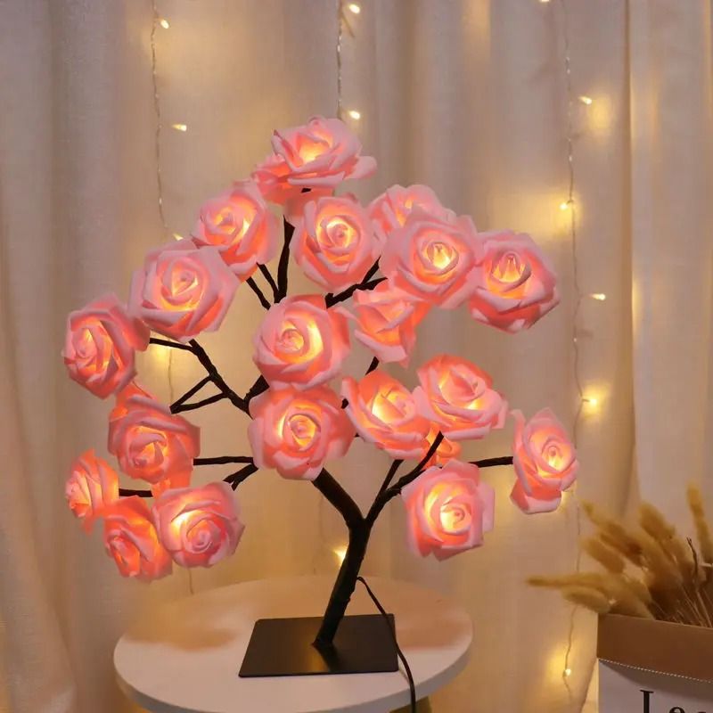 24 LED Rose Tree Lamp USB Fairy Flower Night Light