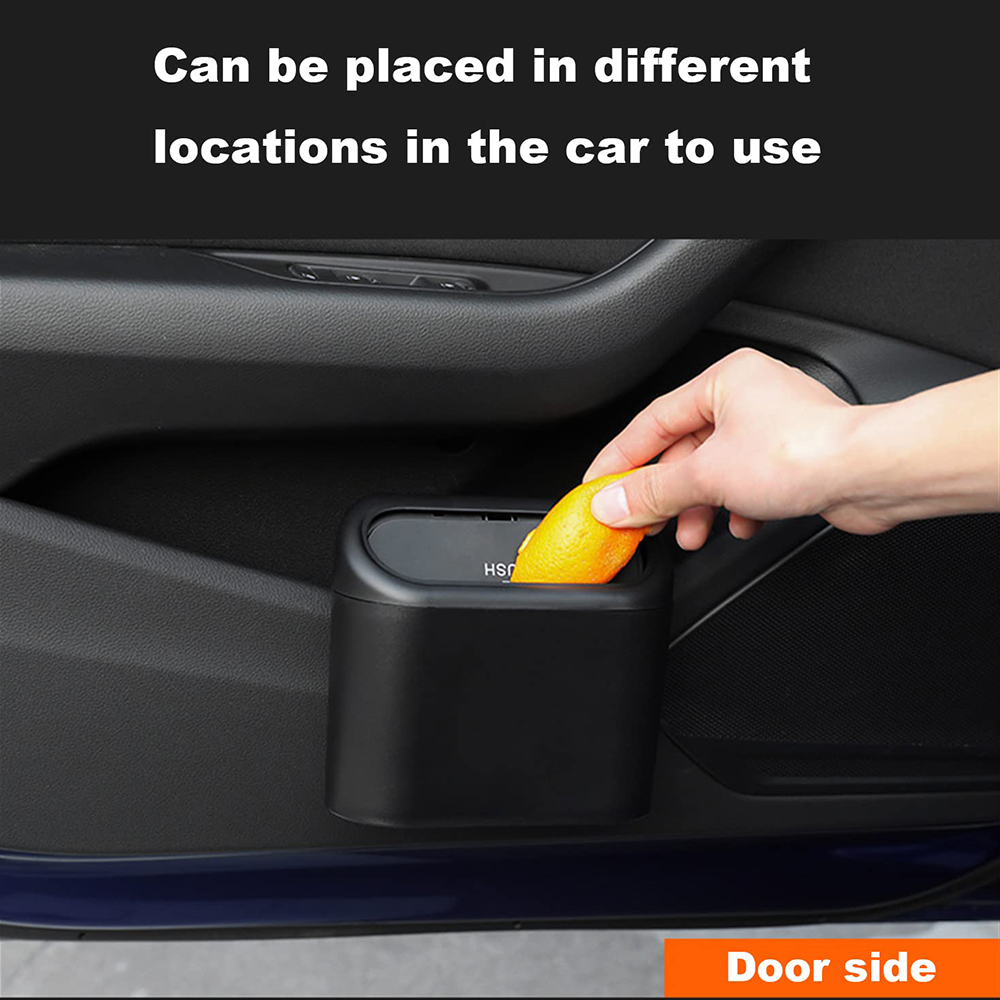 Hanging Car Trash Bin Space Saving Garbage Can for Vehicles with Press-Open Lid Durable Plastic Storage Box.