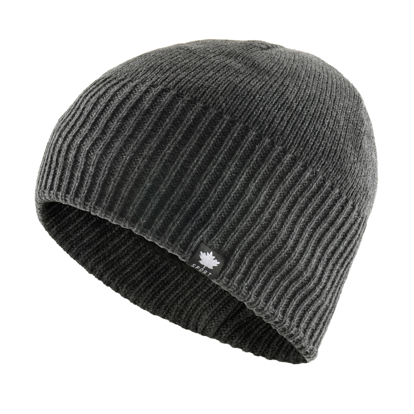 Maple Leaf Logo Men's Winter Beanie Hat, Double Layer, Velvet Lined Skullies Cap for Cold Weather, Thick and Warm