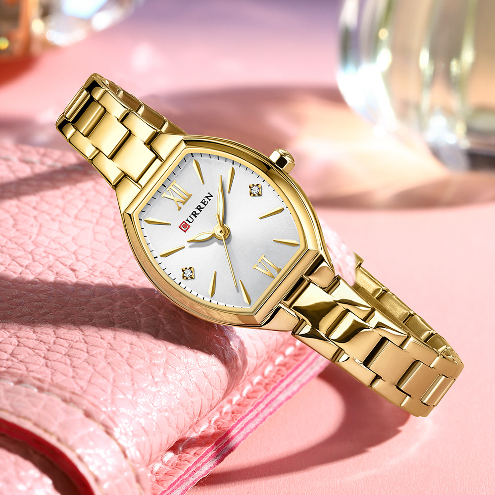 Women's Elastic Band Retro Quartz Watch, Fashionable Barrel-Shaped Elegant Design