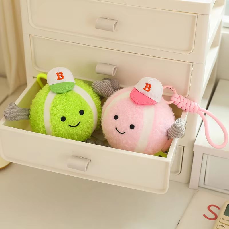 Cute Plush Tennis Ball Keychain Bag Charm Pendant