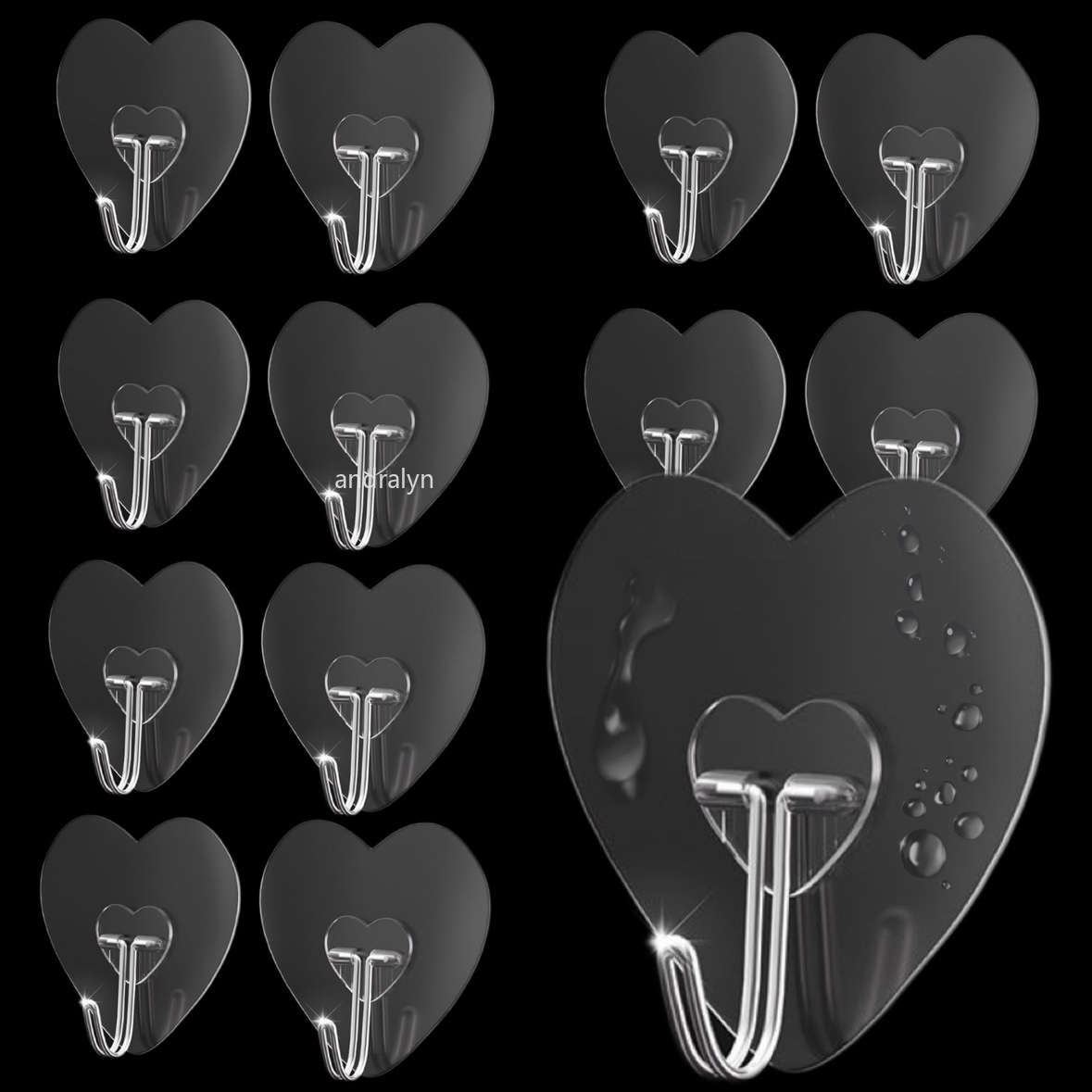Stainless Steel Multi-Purpose Hooks, Transparent Strong Self Adhesive Hooks, Storage Hanger for Kitchen Bathroom Doors