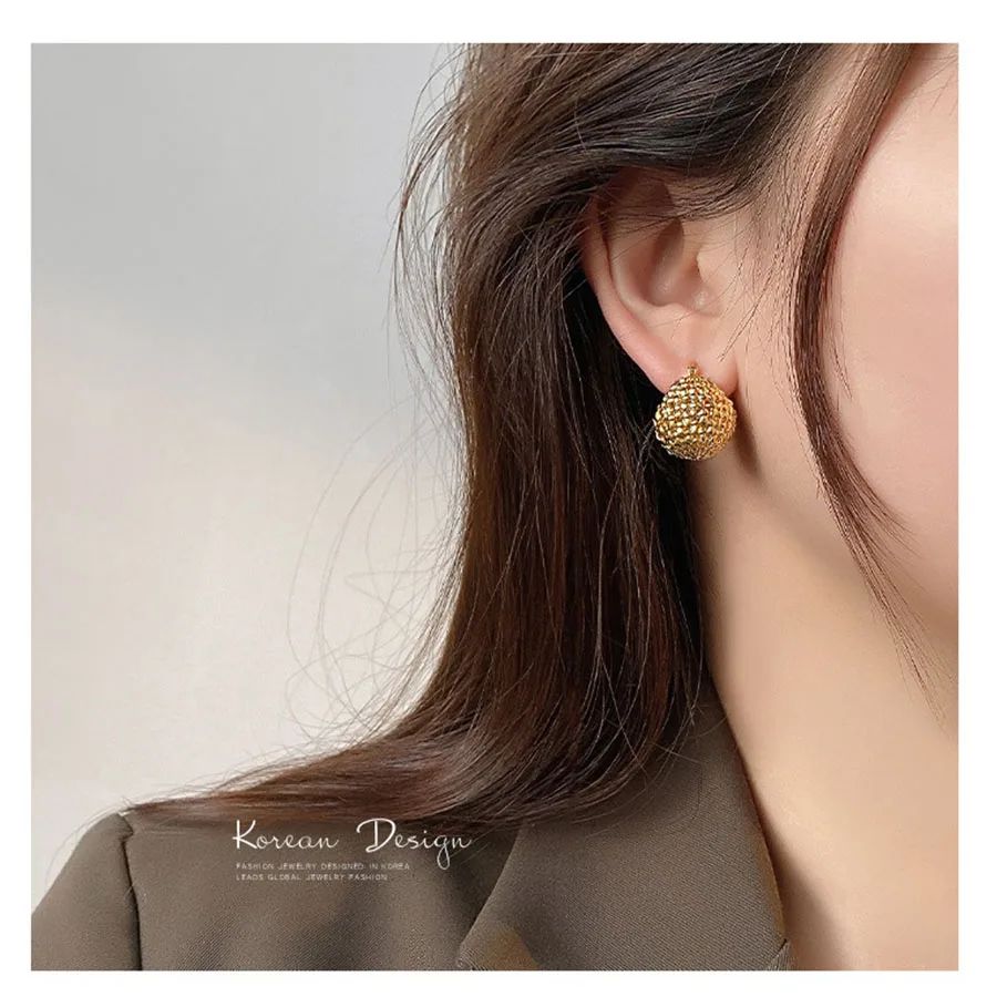 Elegant Filigree Gold Chunky Hoop Earrings – Lightweight Basket Design Statement Hoops