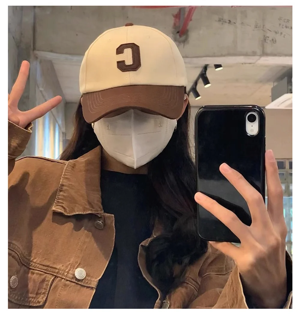 Fashion Baseball Cap for Women and Men, Color Block Design, Letter C Patch, Summer Sun Visor