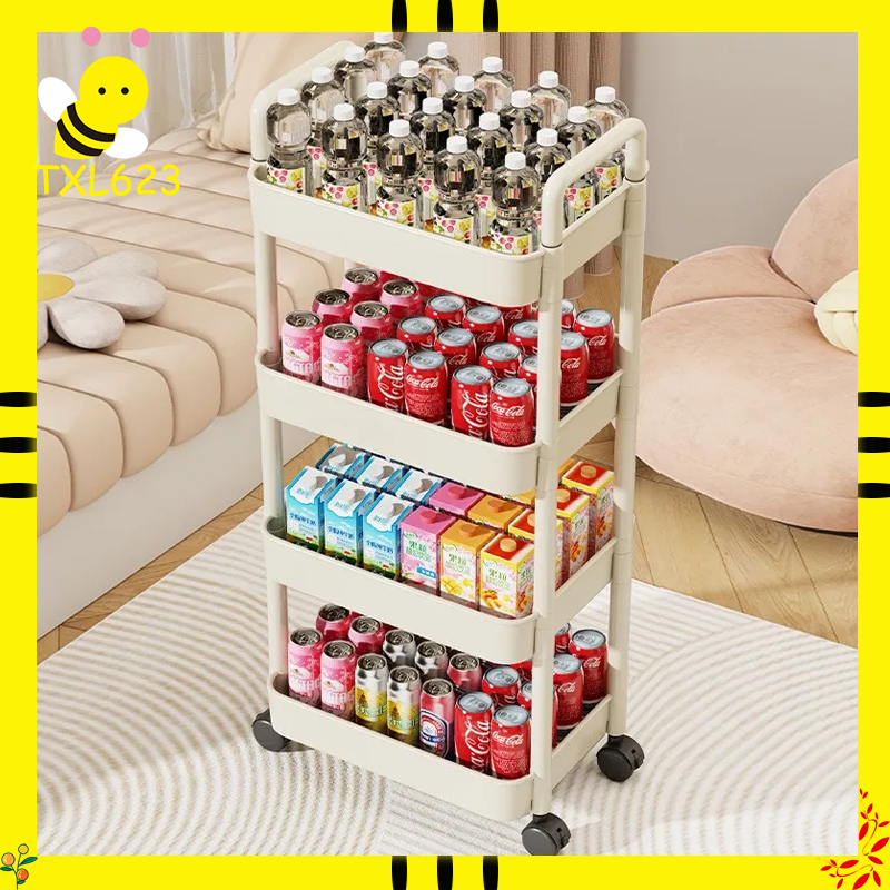 Mobile Bathroom Storage Trolley Rack, Multifunctional Household Kitchen & Bathroom Organizer Cart with Wheels