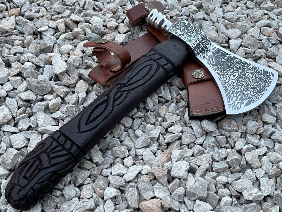 Viking Axe Custom Handmade Carbon Steel Blade Camping Axe Hammer axe W/LSHEATH,