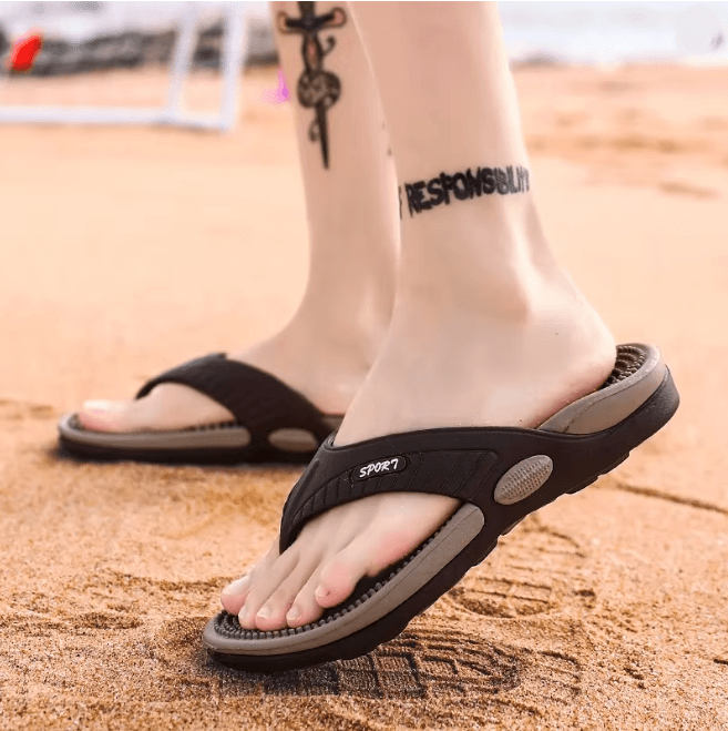 AirFlex Mens Massage Flip Flops Breathable Luxury Beach Sandals