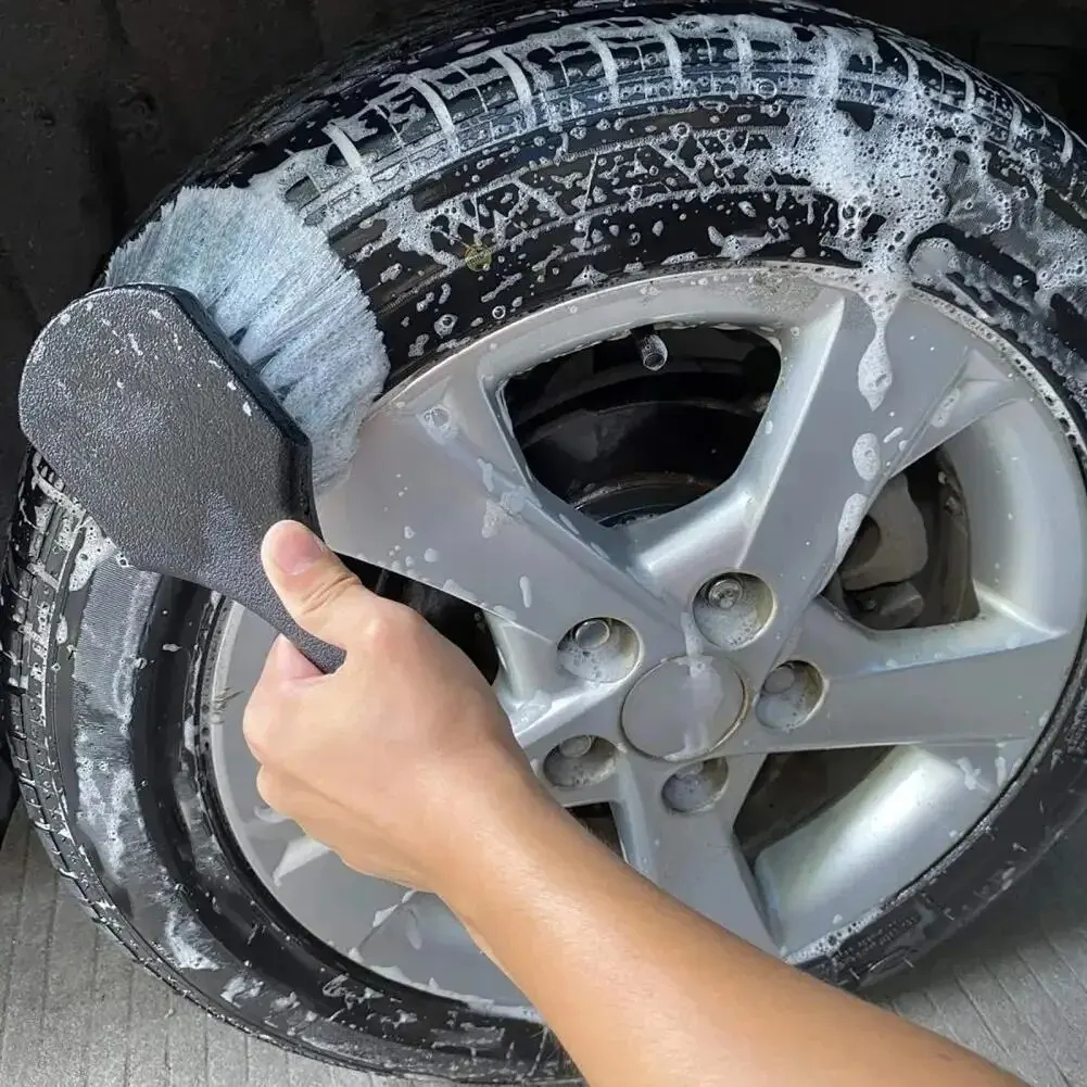 Car Wheel Cleaning Brush Set Short Handle Tire Rim Detail Brush for Auto Maintenance