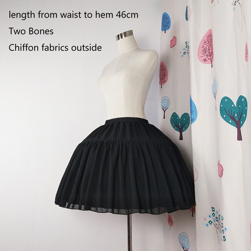 Short Ball Gown Underskirt, Lolita Petticoat for Cosplay, Rockabilly Crinoline with Two Bones, Ballet Tutu Puffy Slip