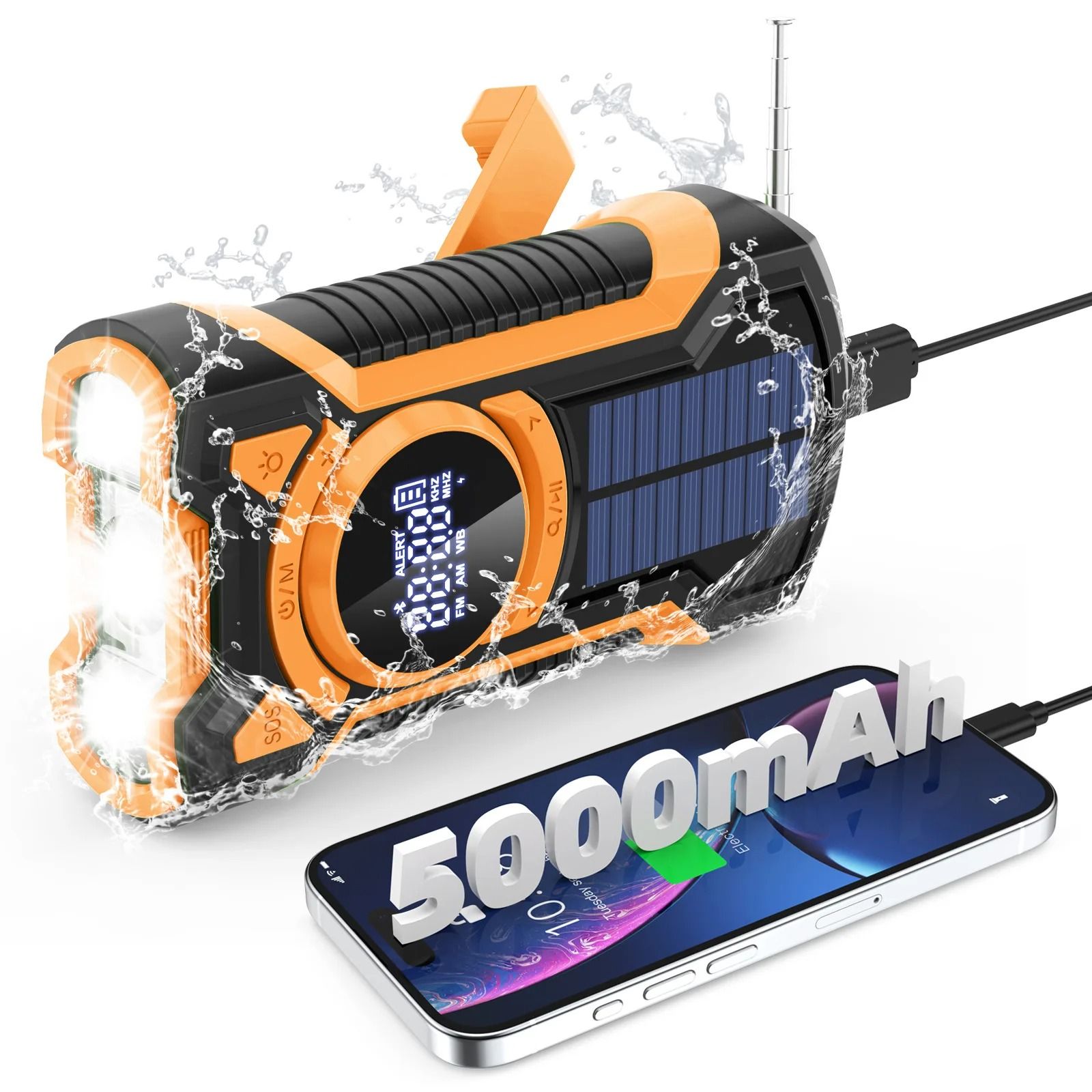 5000mAh Emergency Solar Hand Crank Radio