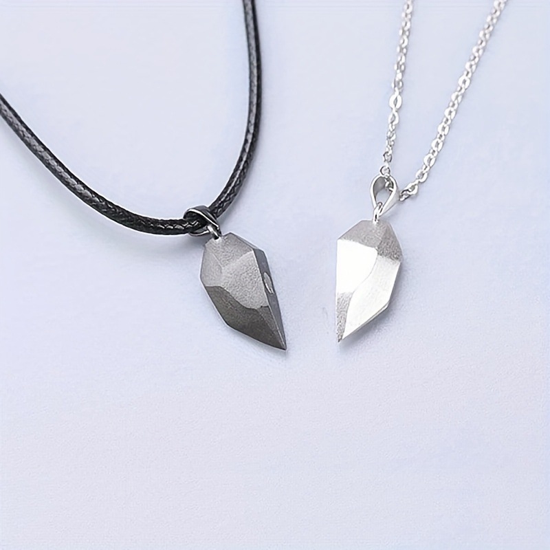 Magnetic Heart Couple Pendant Necklace Electrocardiogram Good Simple Quality Pendant Splicing Necklace Valentine's Day