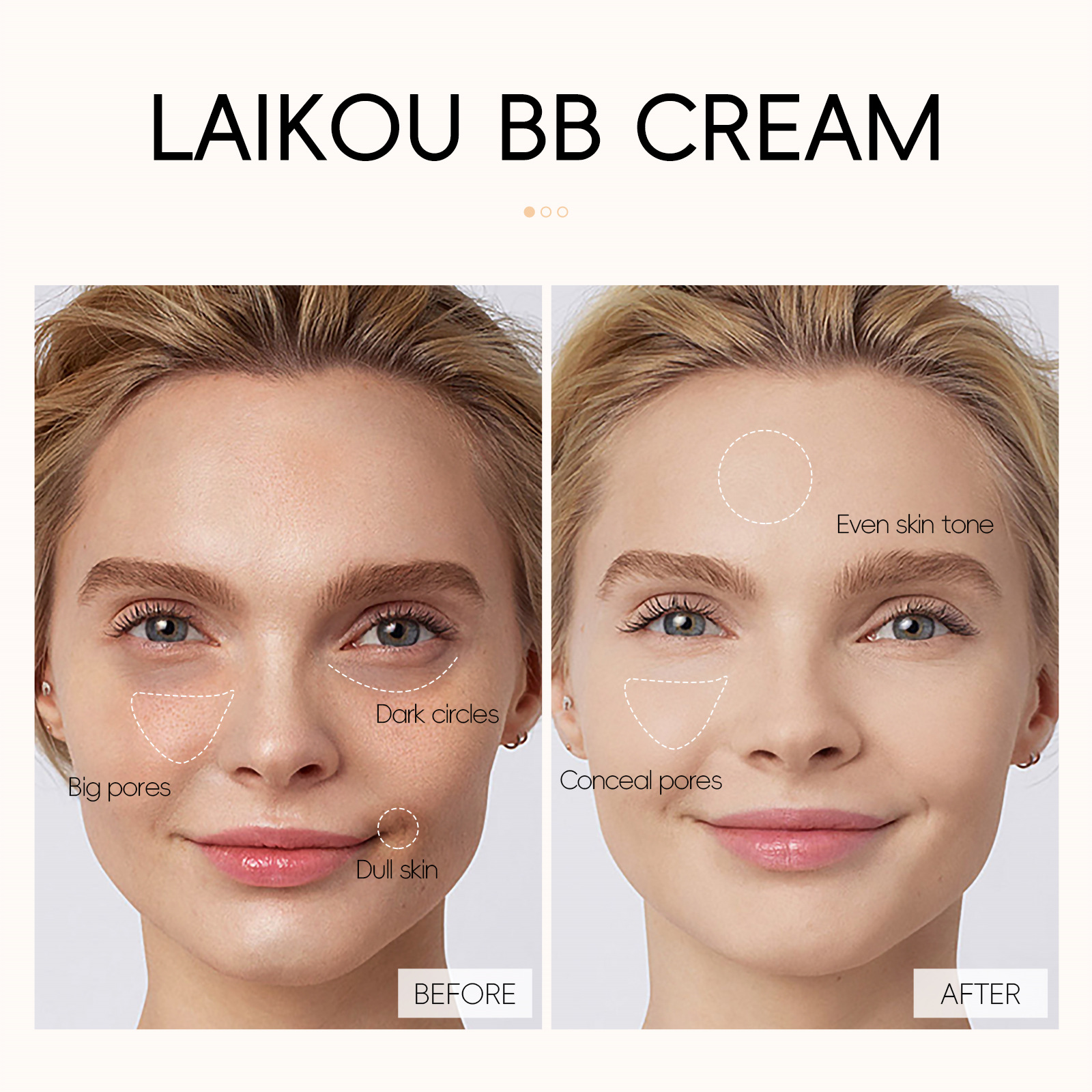 Natural Facial Concealer Primer, BB Cream for Flawless Coverage, Moisturizing Color Correcting Cream, Lightweight Finish