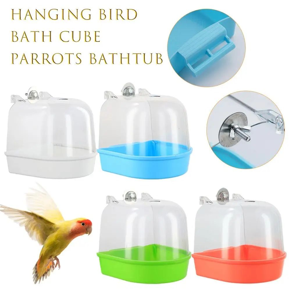Hanging Bird Bath Bowl Plastic Bird Water Bathtub for Parrots Parakeets and Small Birds
