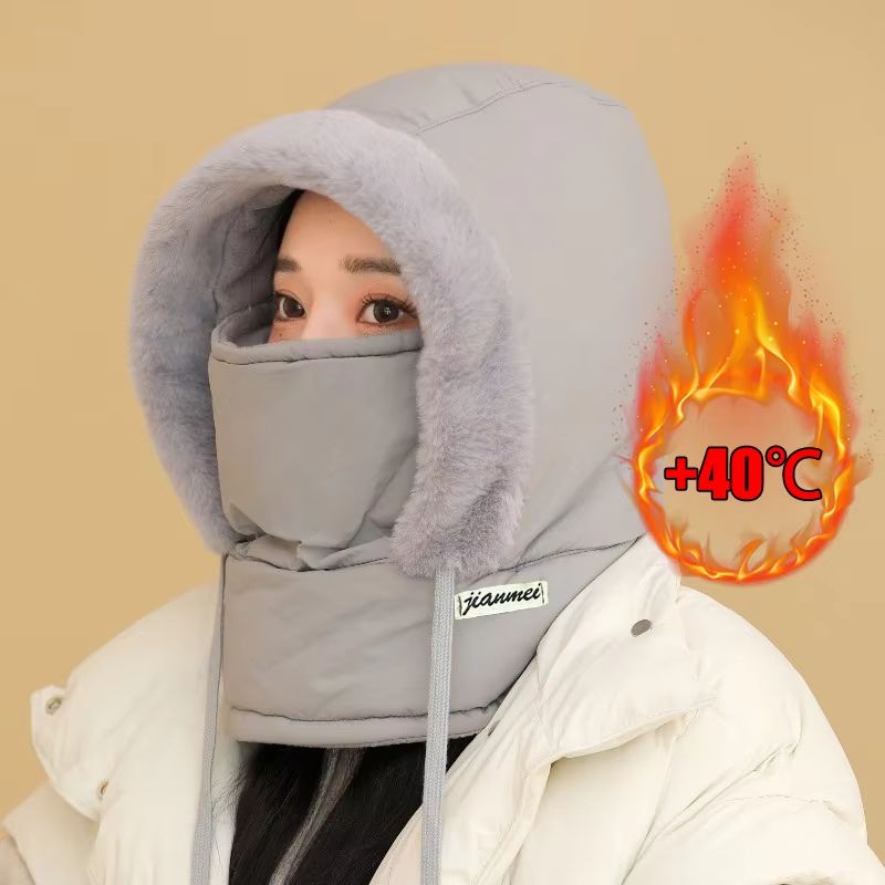 Thermal 3 in 1 Hooded Scarf Hat with Plush Neck Warmer
