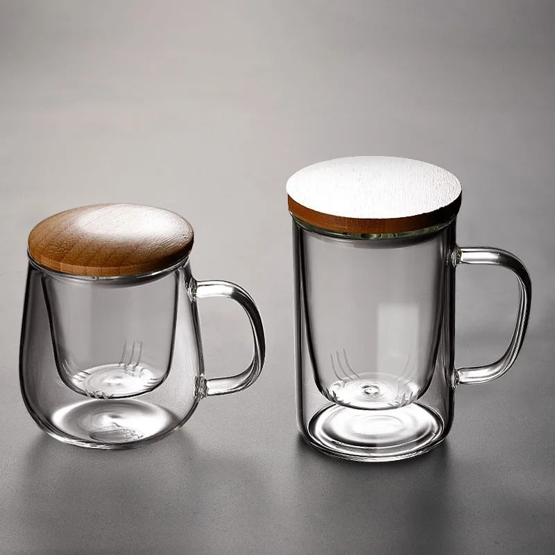 Creative Glass Tea Infuser Cup with Bamboo Lid