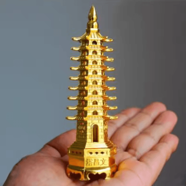 Feng Shui Wenchang Pagoda Tower – Zinc Alloy Wisdom & Success Desk Decor