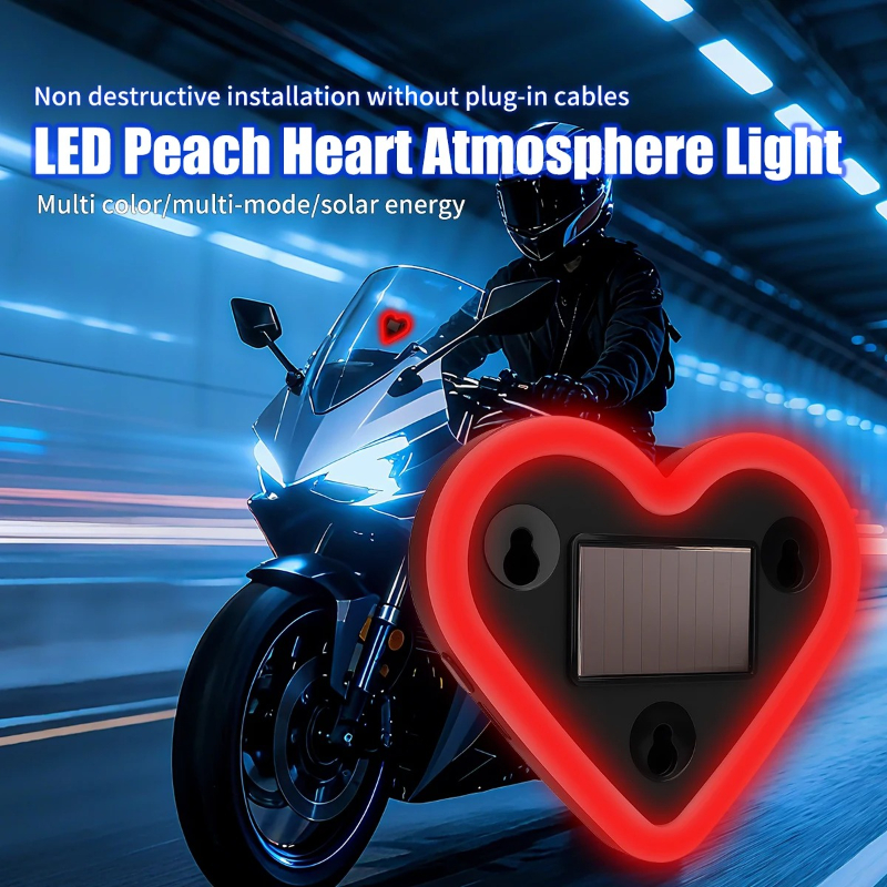 Solar LED Triangular Love Light, Car Interior Neon Atmosphere Decoration for Motorcycle