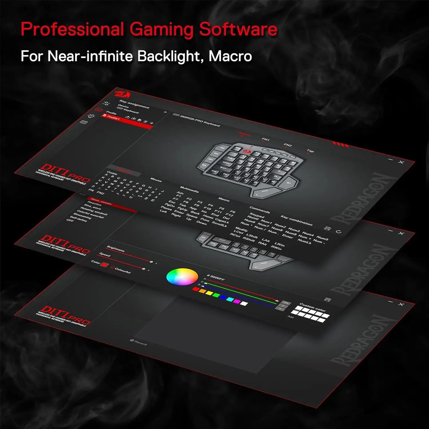 Redragon K585 Pro Wireless One Handed Mechanical Gaming Keyboard with RGB