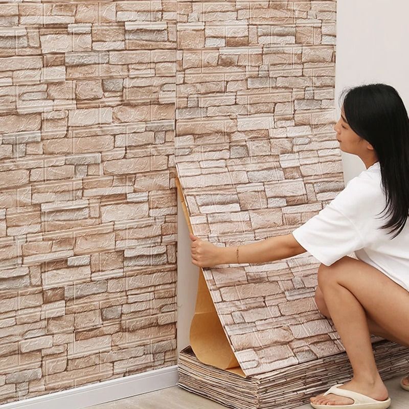3D Brick Wall Sticker | 77cm x 70cm Imitation Brick Wallpaper | Waterproof Self-Adhesive DIY Panels for Home Decor