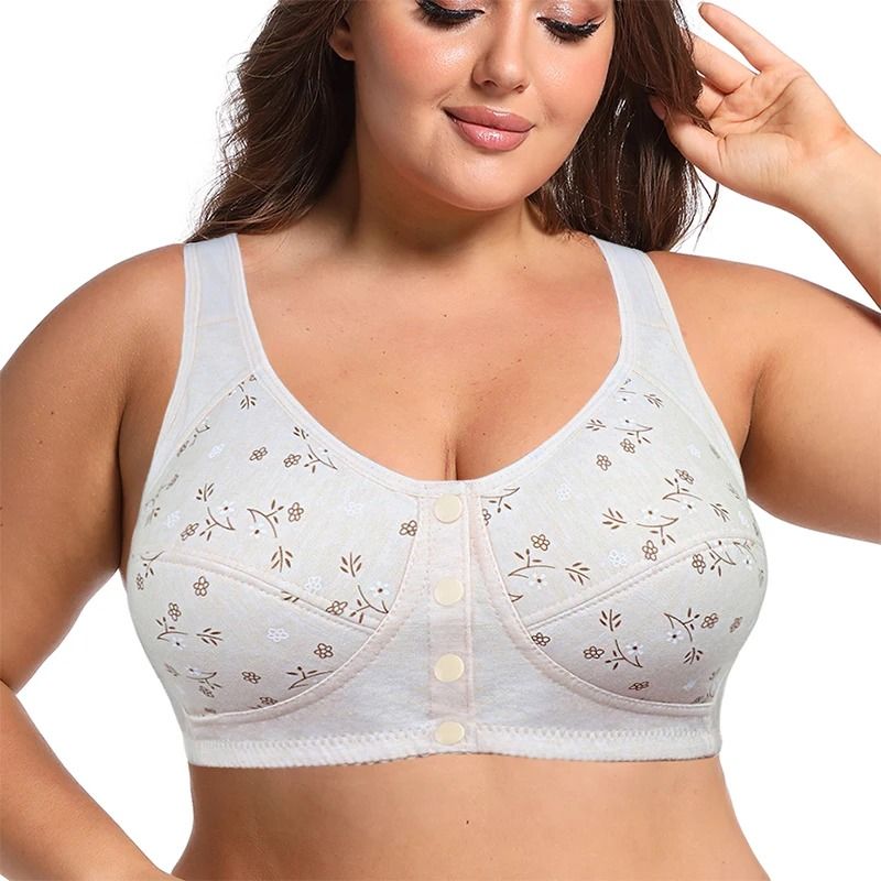 Comfortable Cotton Wireless Bra with Front Closure for Women