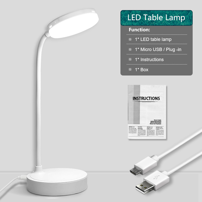 USB Rechargeable LED Desk Lamp with Dual Heads Touch Control, Eye Protection, Brightness Modes