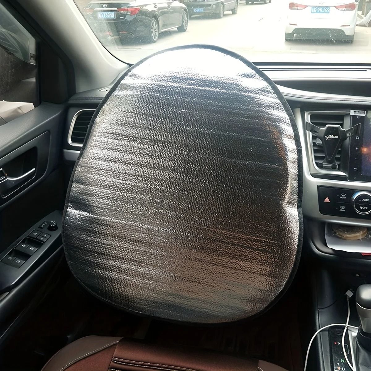 Car Steering Wheel Silver Sun Shade